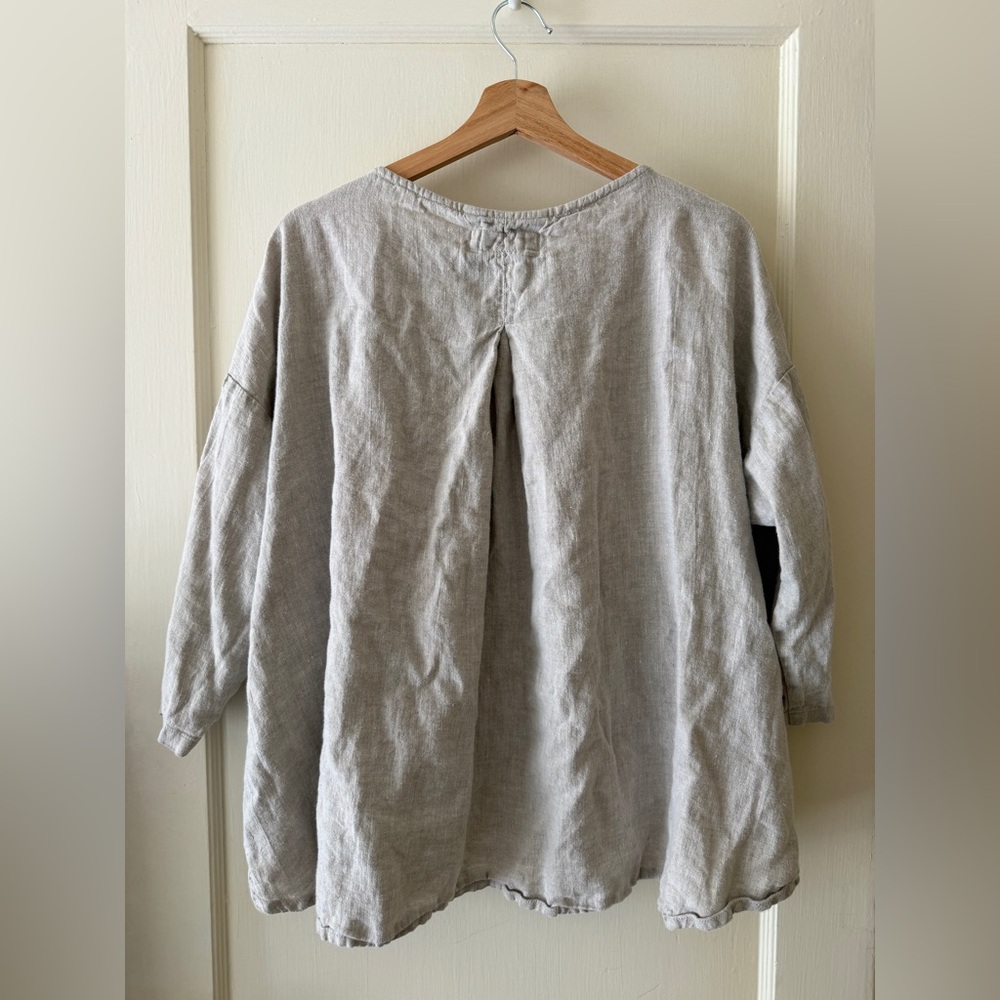 Not Perfect Linen cropped front top LEAF, beige, L - Picture 3 of 4